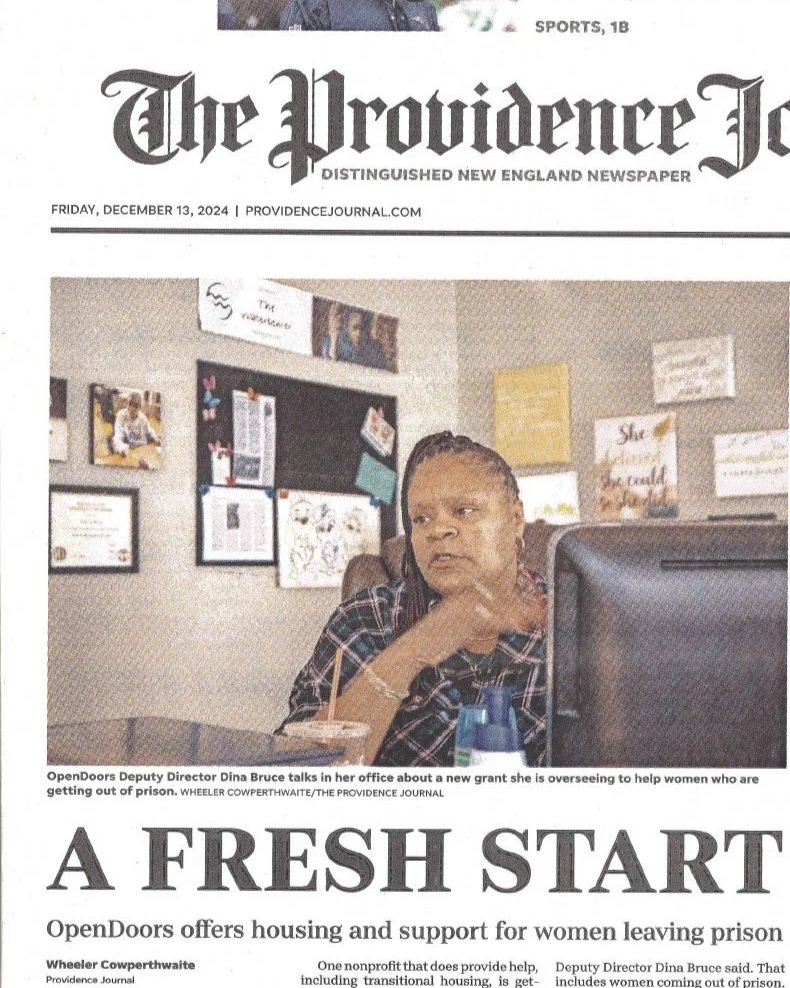 Providence Journal front page: A Fresh Start, OpenDoors offers housing and support for women leaving prison