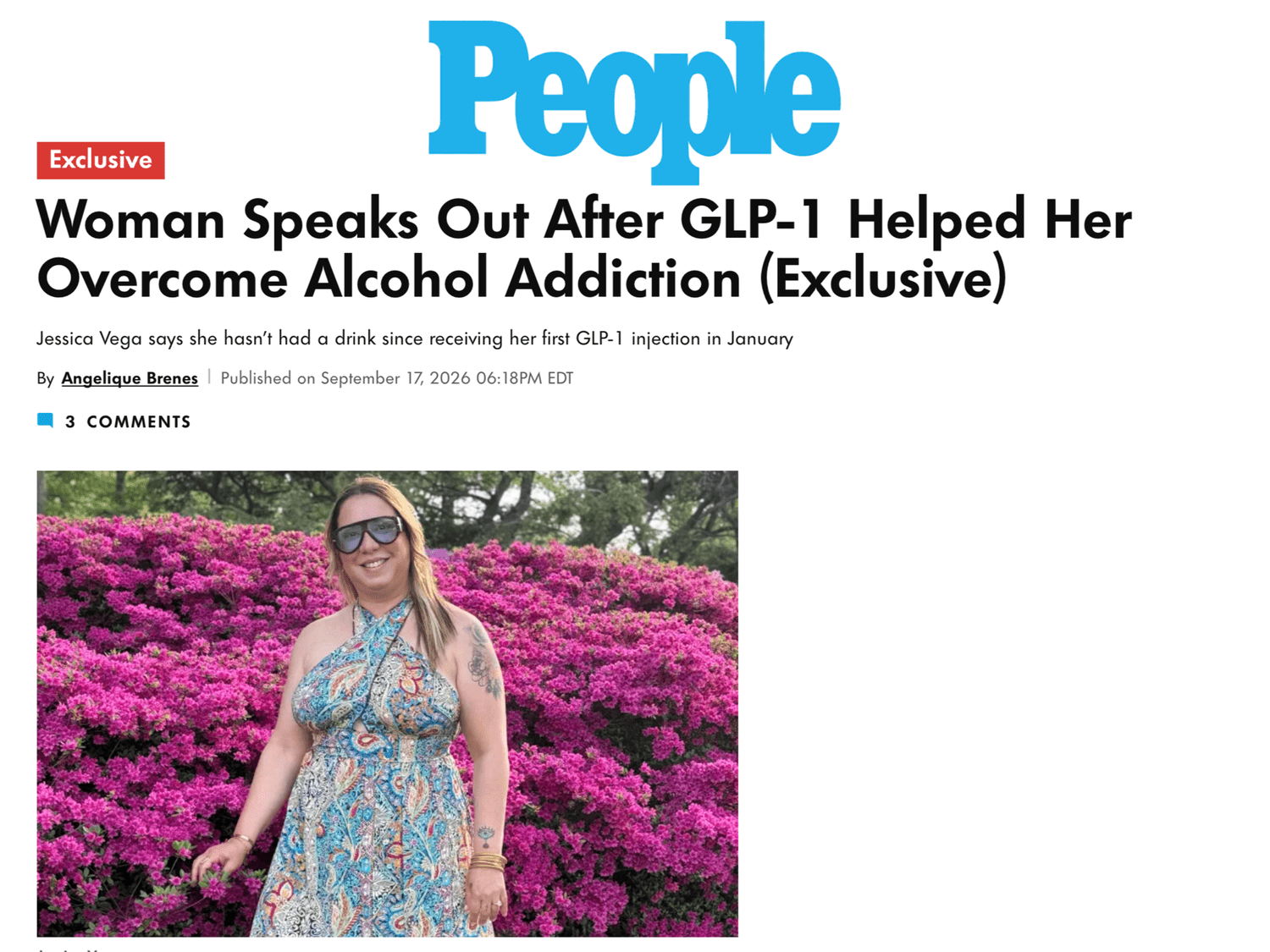 People article: Woman Speaks Out After GLP-1 Helped Her Overcome Alcohol Addiction