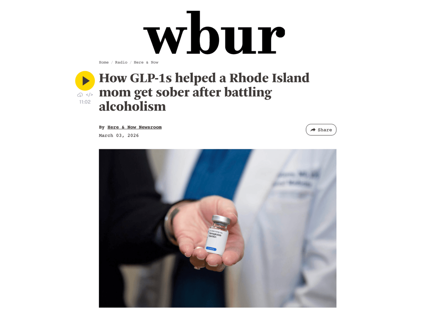 wbur article: How GLP-1s helped a Rhode Island mom get sober after battling alcoholism